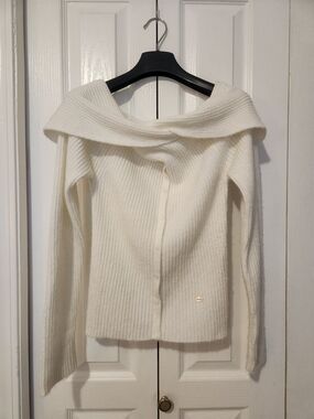 rolarola Outshell Ribbed Off-Shoulder Sweater in Cream